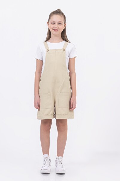 DMB BOYS & GIRLS Pamuk Gabardin Şortlu Kız Çocuk Tulum