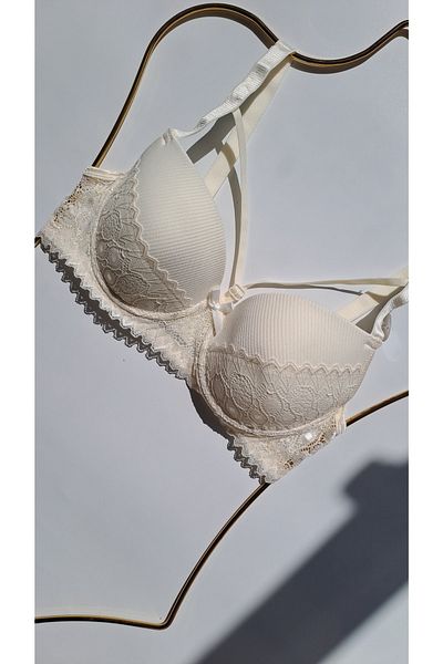 NARIYA Women's Large Size C Cup Cup Bra Empty Cup Lace Detailed Non-Wireless Bra Underwear Underwear
