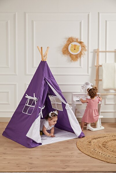 Svava Kızılderili Çocuk Oyun Çadırı - %100 Pamuk Çocuk Çadırı (mor)