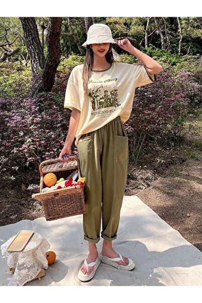 Machetta Μπλουζάκι μεγάλου μεγέθους με στάμπα μπεζ και πάρτι