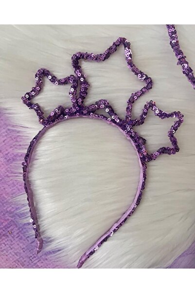 SAKLIDESİGN Koyu Lila Çocuk Aksesuarı 3 Lü Set Yıldız Taç-Asa-Kanat Takım