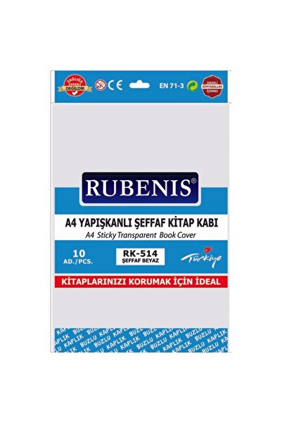 Rubenis A4 Yapışkanlı Buzlu Şeffaf Kitap Kabı Beyaz