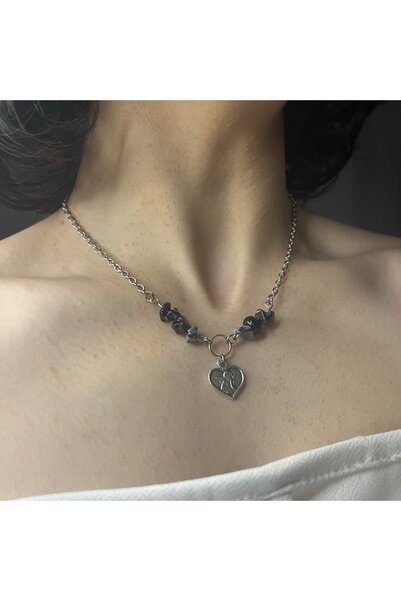 Lullaby Obsidyen Fairycore Y2k Goth Hediyelik Tasarım Doğal Taş Kolye