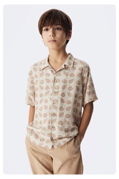 nk kids Limi Boy's Patterned Short Sleeve Shirt