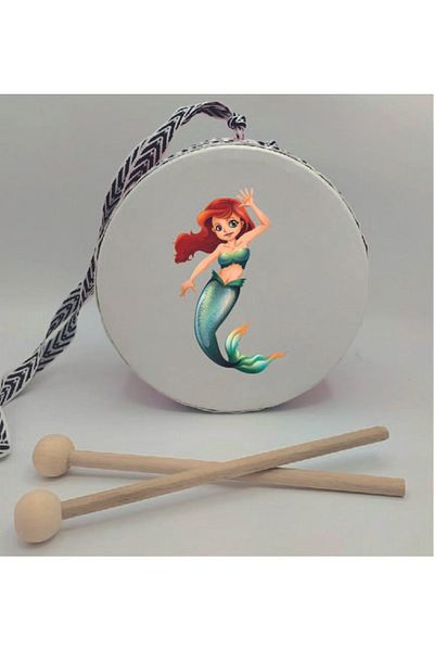 BAKSEPETE Mermaid Printed Leather Toy Children's Drum Pink (1-5 Years)