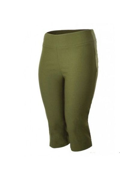 Yabgu Women's Plus Size High Waist Capri Tights Dark Green