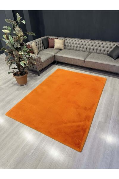 Omammamia Home Tavşan Tüyü Premium Kalite Tüy Dökmez Halı Turuncu