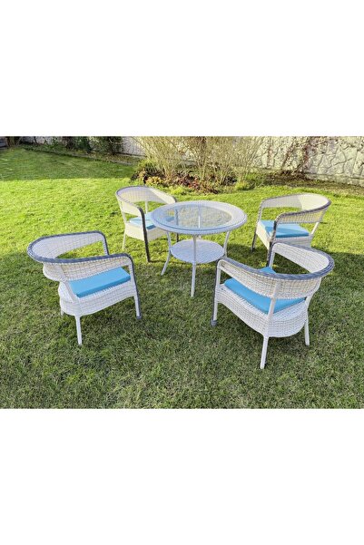 MONALİN HOME GARDEN Monalin Mobilya Icon 4 Kişilik Rattan El Örgüsü Masa Sandalye Takımı