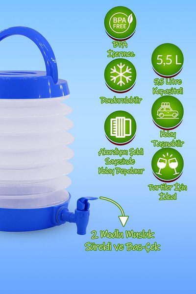 Telvesse Folding Water Canister with Tap Outdoor Accordion Camping Water Bucket Fountain Picnic Demijohn Beverage Bottle