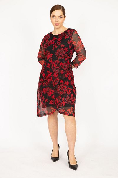 Şans Buntes, gefüttertes Chiffonkleid in Übergröße für Damen 65n35956