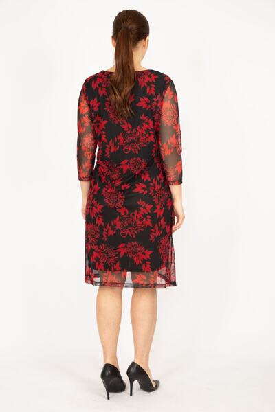 Şans Női színes molett bélelt sifon ruha 65n35956