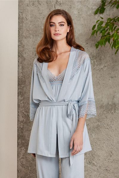 Pierre Cardin Lace Combed Cotton 3-Piece Women's Pajama Set - 2820