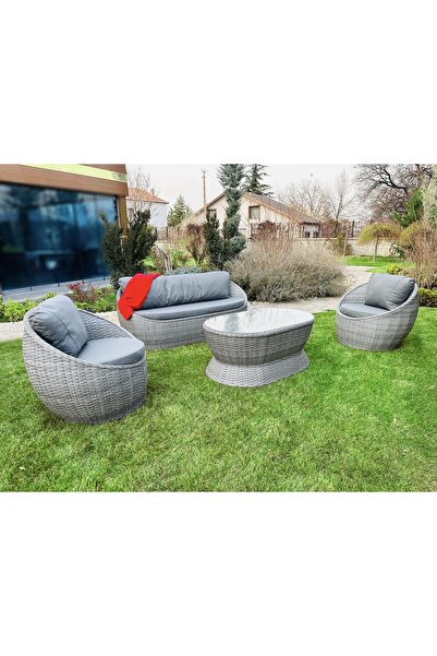 MONALİN HOME GARDEN Monalin Mobilya Dubaı 5 Kişilik Ekstra Lüks Rattan El Örgü Oturma Grubu