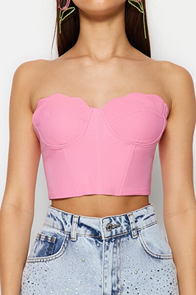 Trendyol Collection Szív gallér, rózsaszín szövésű mellszobor - TPRSS23BS00125