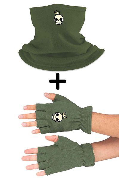 herotasarım King Skull Cut Gloves - Set of 2 Fleece Bll3680