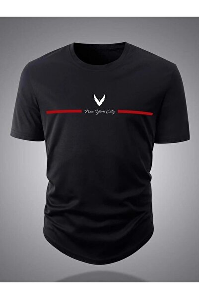 Harmandar Μπλουζάκι New York City Printed Unisex Μαύρο Oversize