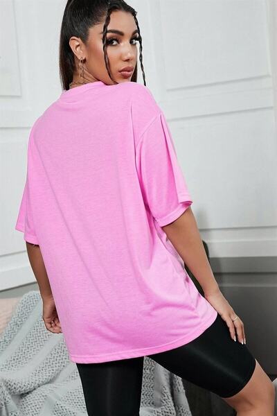 MOONBULL Oversize Pink Face nyomott póló