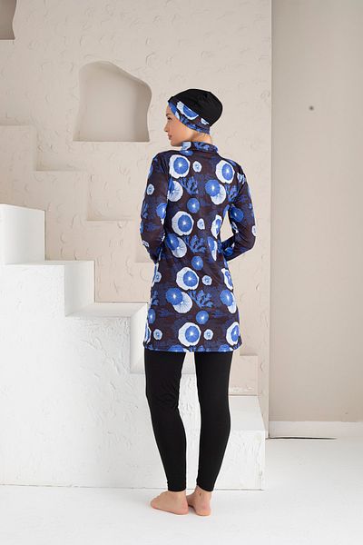 DONEX Patterned Lycra Tights Full Covered Hijab Swimsuit 1213