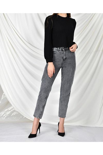 LAMİRAMOOD Mom Black Washing High Waist Stretchy Jeans