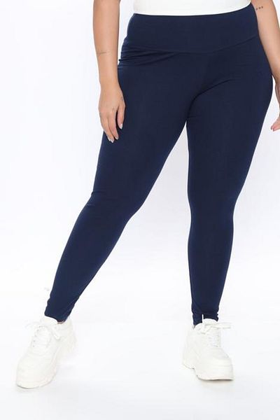Yabgu Women's Large Size High Waist Daily Tights Navy Blue