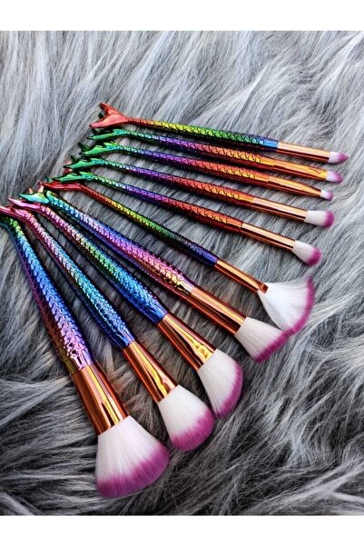 Rose 10'lu Balık Fırça Seti Gökkuşağı