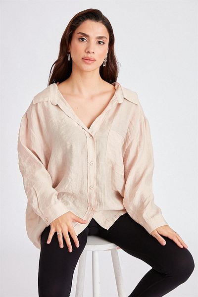 Suzi butik Cămașă oversize pentru femei, cu tăietură liberă, din piatră