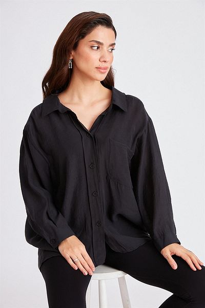 Suzi butik Cămașă neagră oversize de damă