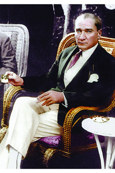 Cakatablo Ahşap Tablo Mustafa Kemal Atatürk Kahve Içerken