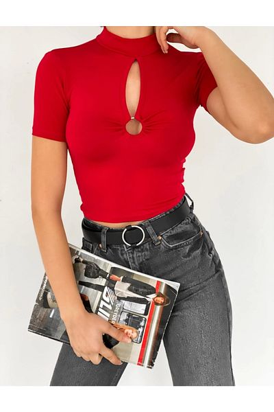 ELBEY Ring Collar Crop Red