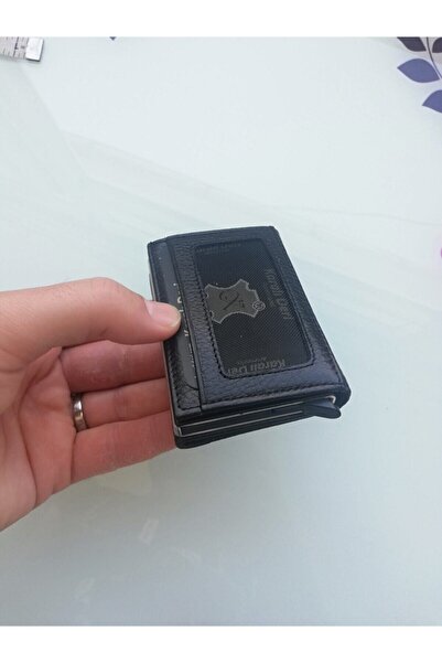 Karalı Deri Mekanızmalı Deri Cüzdan