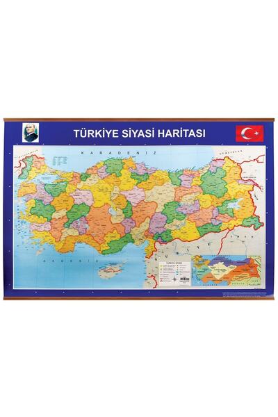 Panda 70x100 Cm Türkiye Siyasi + Fiziki Çıtalı Harita Tablo Pano