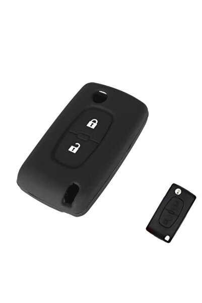 ŞENYILDIZ AKSESUAR حافظة حماية لمفتاح السيليكون Citroen Berlingo Xsara Picasso C2 C3 C4 C5 C6 C8 متوافقة مع مفتاحين باللون الأسود