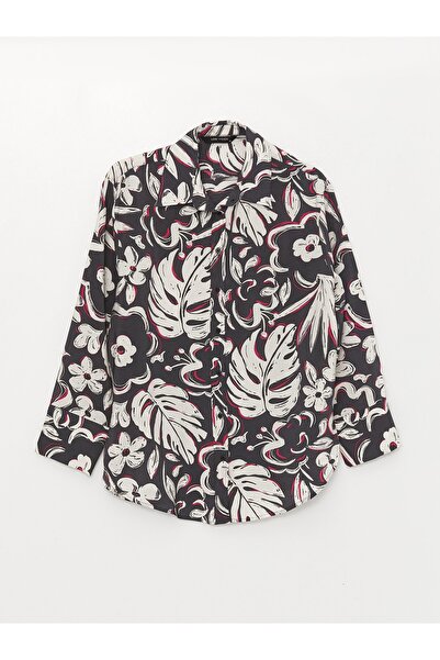 LC Waikiki Desenli Uzun Kollu Oversize Kadın Gömlek