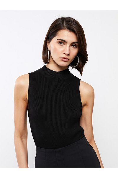 LC Waikiki Half Turtleneck Plain Sleeveless Women's Knitwear Sweater
