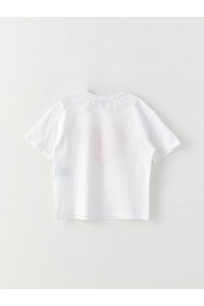 LC Waikiki Girl's Cotton T-Shirt - Crew Neck, Printed, Short Sleeve