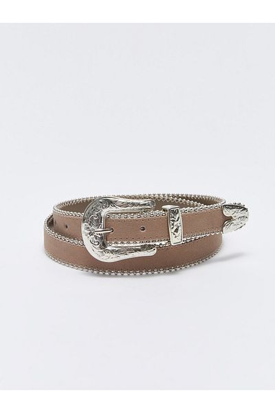 LC Waikiki Wide Buckle Suede Women's Belt
