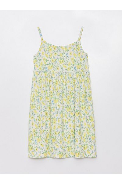 LC Waikiki Square Neck Printed Strappy Girl's Dress