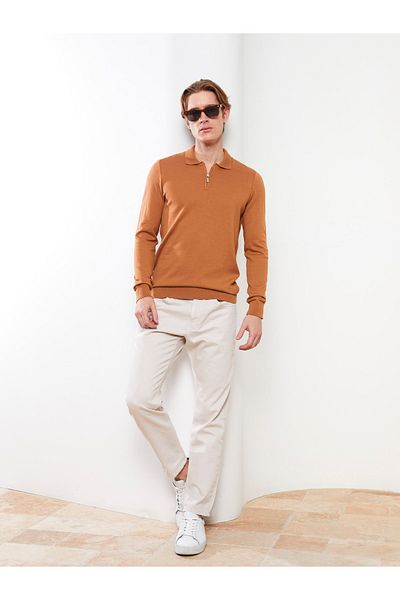 LC Waikiki Polo Collar Long Sleeve Thin Men's Knitwear Sweater