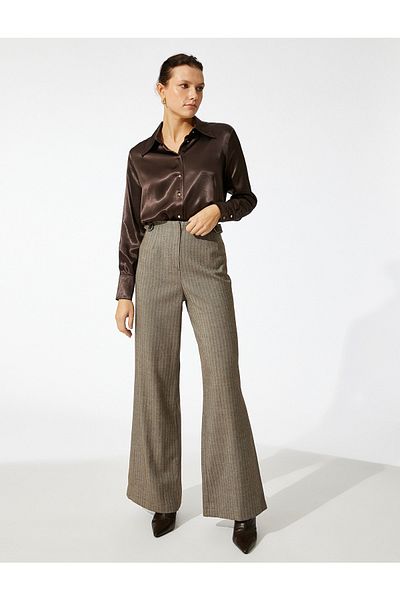Koton Zigzag Patterned Flare Leg Trousers