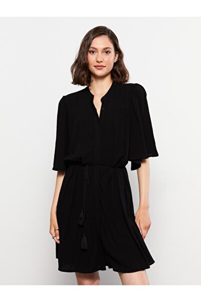 LC Waikiki Dámské viskózové šaty s rovným výstřihem a krátkým rukávem