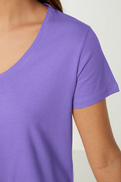 Trendyol Collection Lilac V-Neck Basic Knitted T-Shirt TWOSS20TS0129