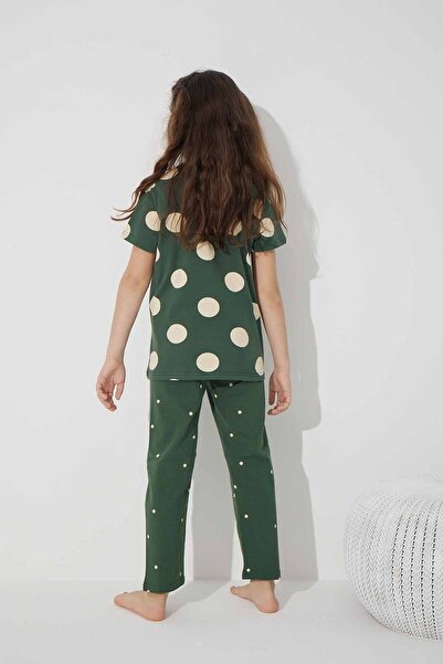 Siyah İnci Pamuklu Likralı Örme Pijama Takım