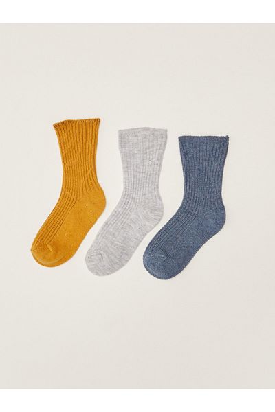 LC Waikiki Basic 3-Piece Sock Set for Baby Boy