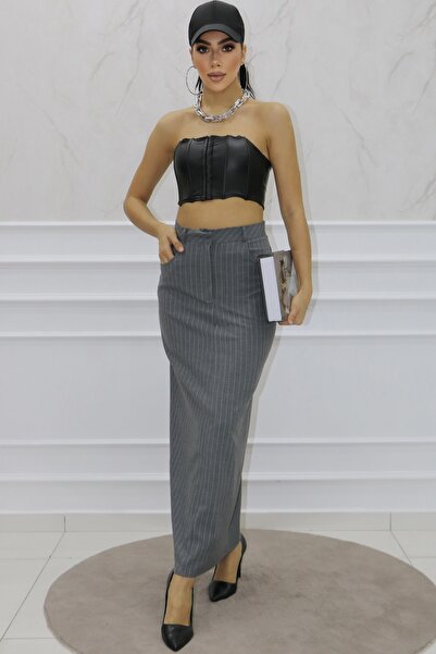 Matik Abiyem Poly Viscose Design Slit Pencil Skirt