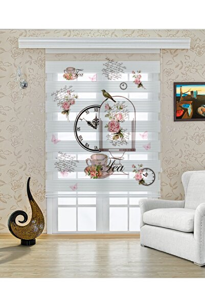 serir home Çay Saati Baskılı Zebra Perde Mutfak Zebra Perde (en*boy)