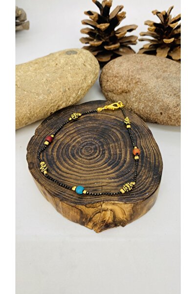 Porsuk Alternatif اليدوية الزنجار الخشب حبة خلخال المرأة الهندية