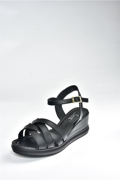 Fox Shoes Women's Black Wedge Heeled Shoes