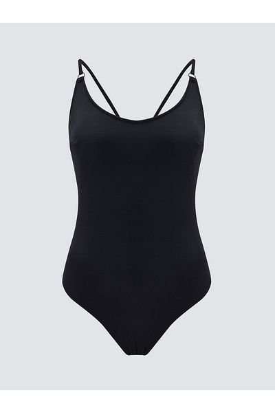 LC Waikiki Damen Badeanzug mit U-Ausschnitt, einfarbig