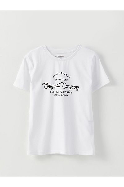 LC Waikiki Băiat - Tricou cu mânecă scurtă cu decolteu și imprimeu
