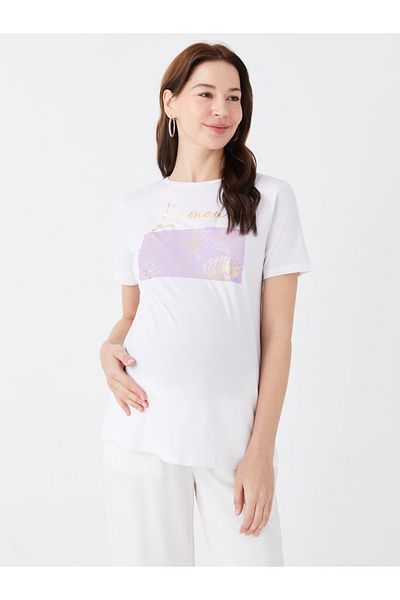 LC Waikiki Μπλουζάκι εγκυμοσύνης - Crew Neck, εμπριμέ, κοντομάνικο